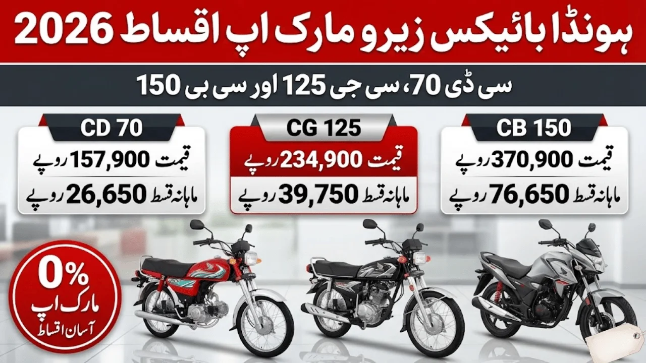 Honda CD 70, CG 125 & CB 150 Zero Markup Installment Plans 2026